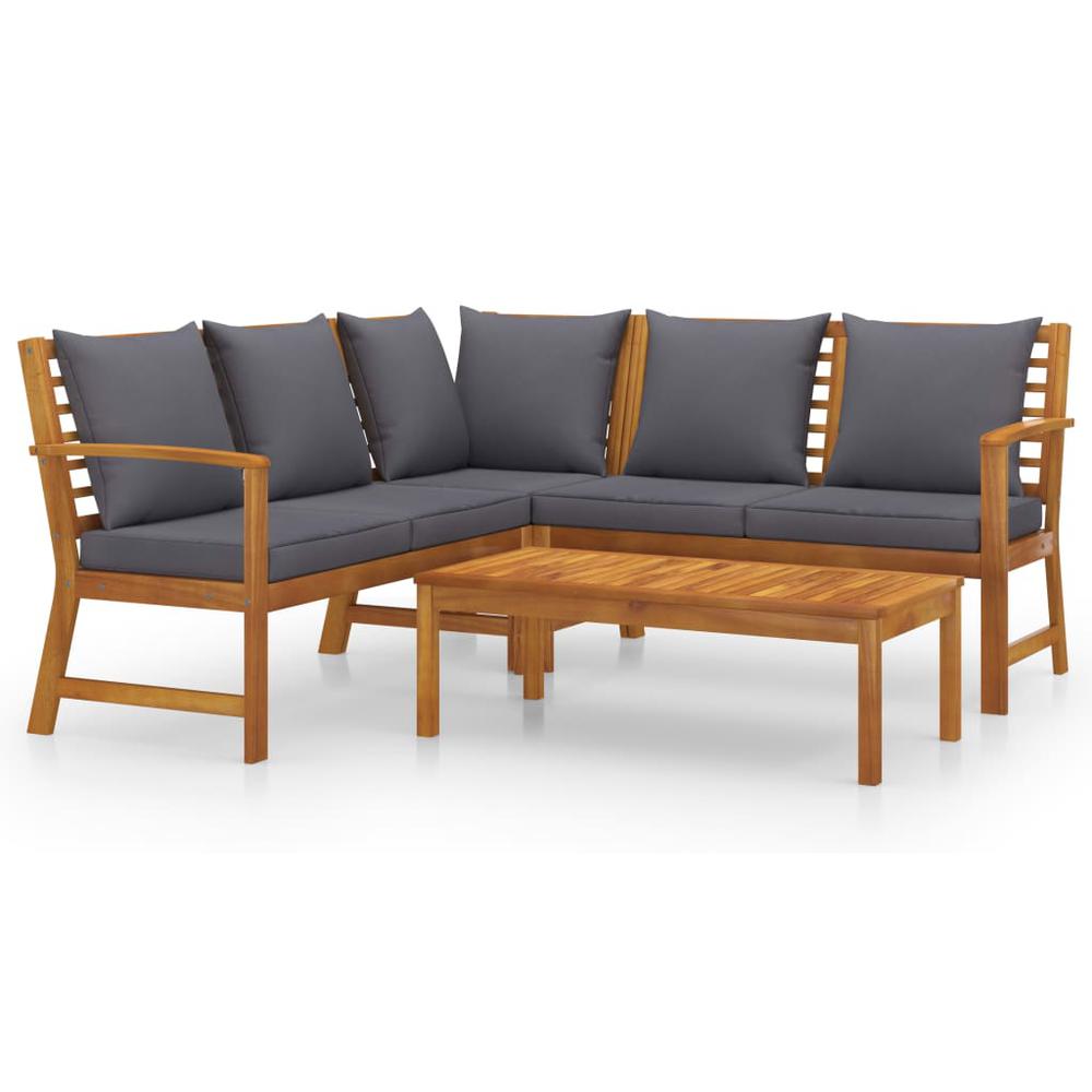 vidaXL 4 Piece Garden Lounge Set with Cushion Solid Acacia Wood 7776. Picture 1