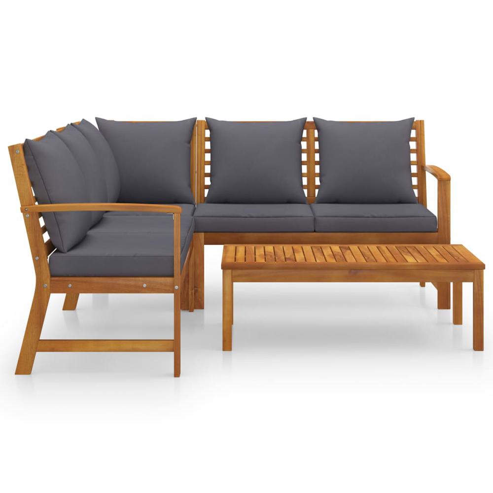 vidaXL 4 Piece Garden Lounge Set with Cushion Solid Acacia Wood 7776. Picture 2