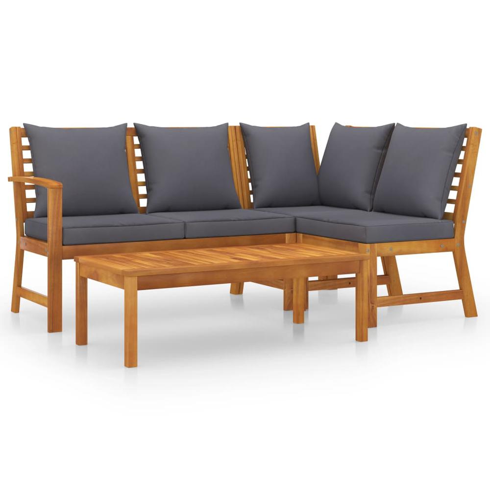 vidaXL 4 Piece Garden Lounge Set with Cushion Solid Acacia Wood 7778. Picture 1