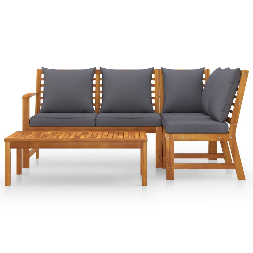 vidaXL 4 Piece Garden Lounge Set with Cushion Solid Acacia Wood 7778. Picture 2
