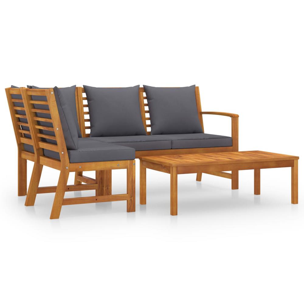 vidaXL 4 Piece Garden Lounge Set with Cushion Solid Acacia Wood 7779. Picture 1
