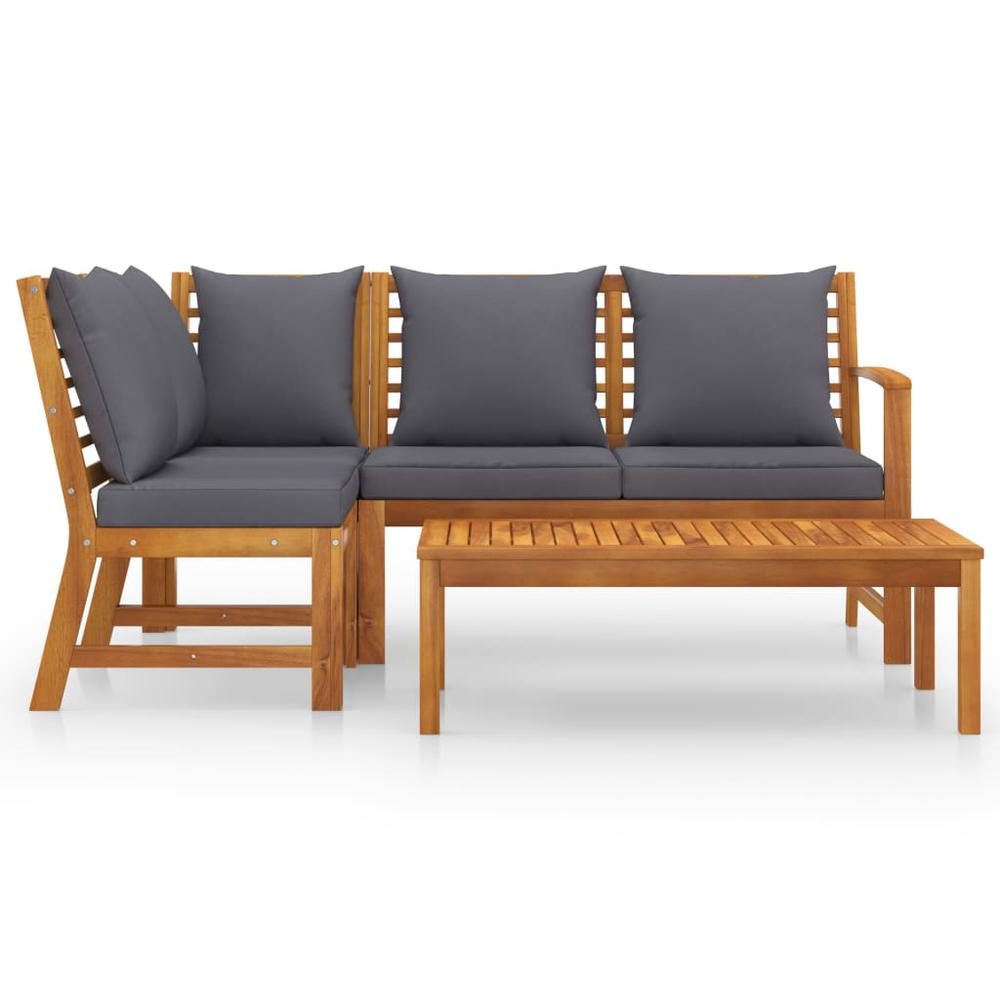 vidaXL 4 Piece Garden Lounge Set with Cushion Solid Acacia Wood 7779. Picture 2