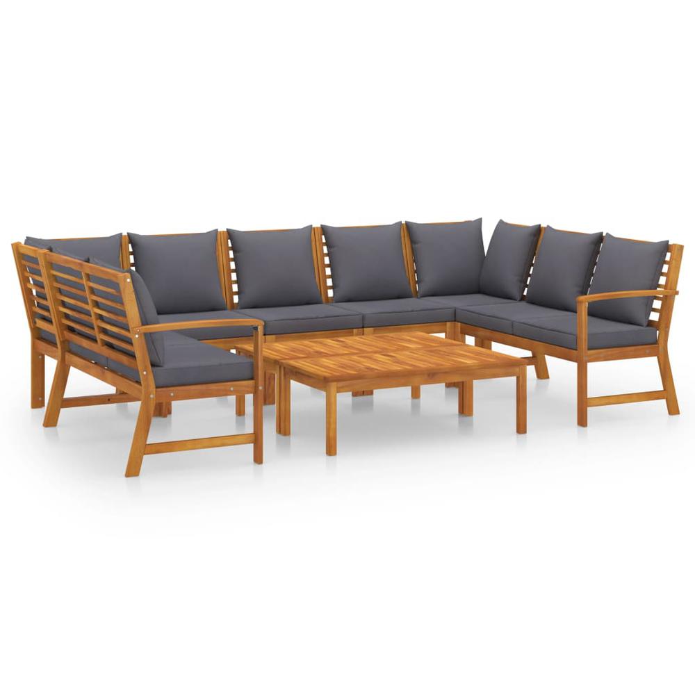 vidaXL 9 Piece Garden Lounge Set with Cushion Solid Acacia Wood 7782. Picture 1