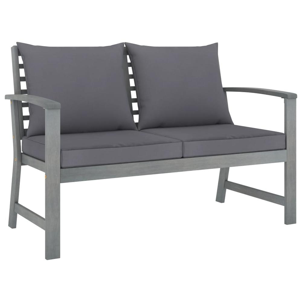 vidaXL 5 Piece Garden Lounge Set with Cushion Solid Acacia Wood Gray 7783. Picture 3