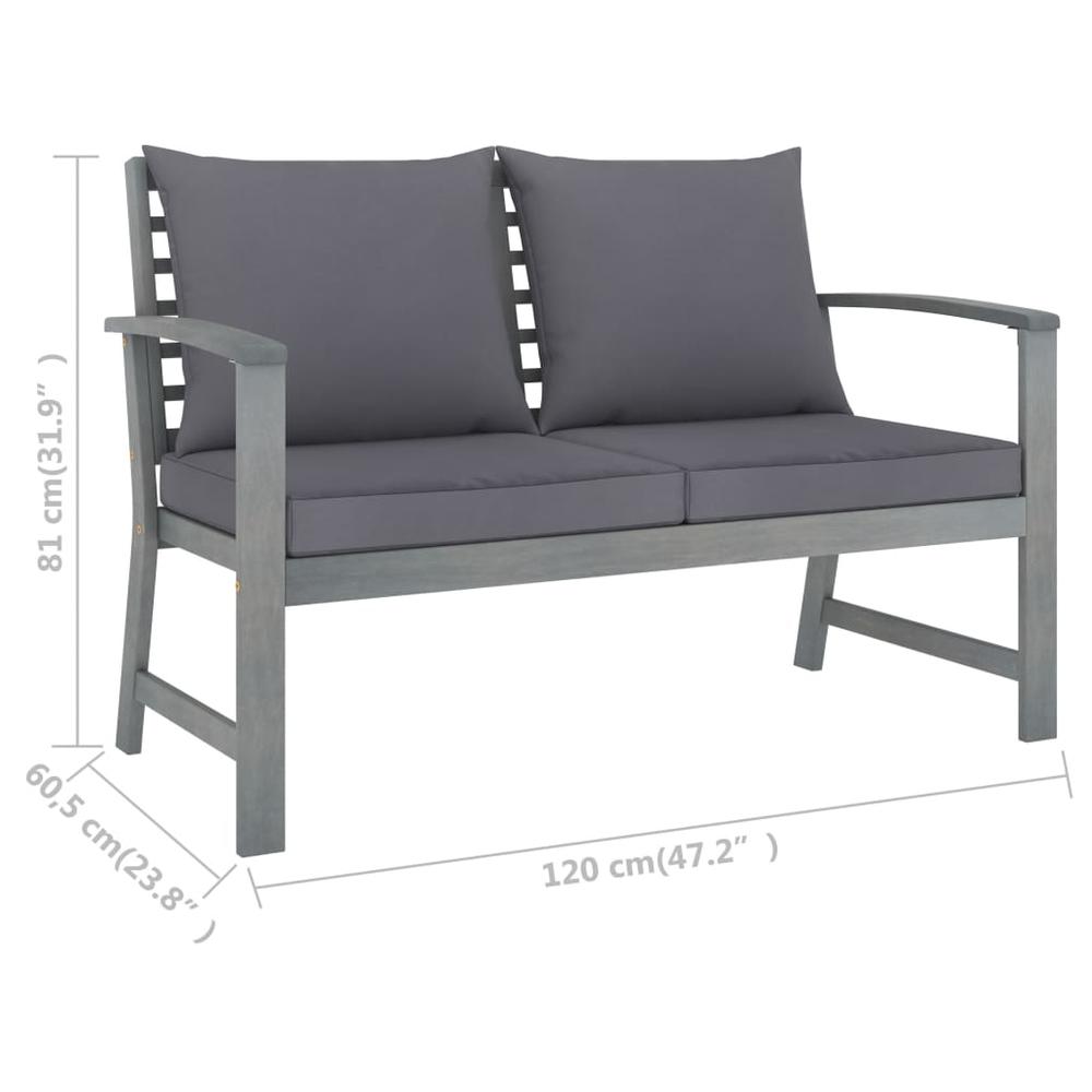 vidaXL 5 Piece Garden Lounge Set with Cushion Solid Acacia Wood Gray 7783. Picture 8