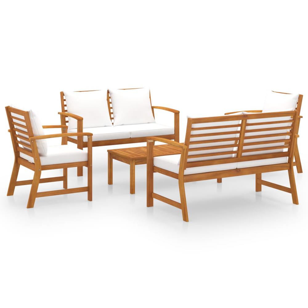 vidaXL 5 Piece Garden Lounge Set with Cushion Solid Acacia Wood 7786. Picture 1