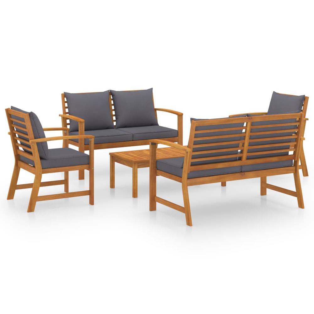 vidaXL 5 Piece Garden Lounge Set with Cushion Solid Acacia Wood 7787. The main picture.