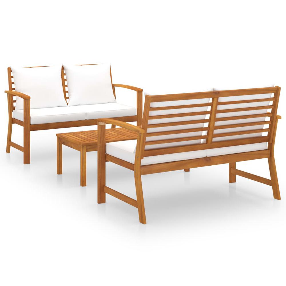 vidaXL 3 Piece Garden Lounge Set with Cushion Solid Acacia Wood 7788. Picture 1