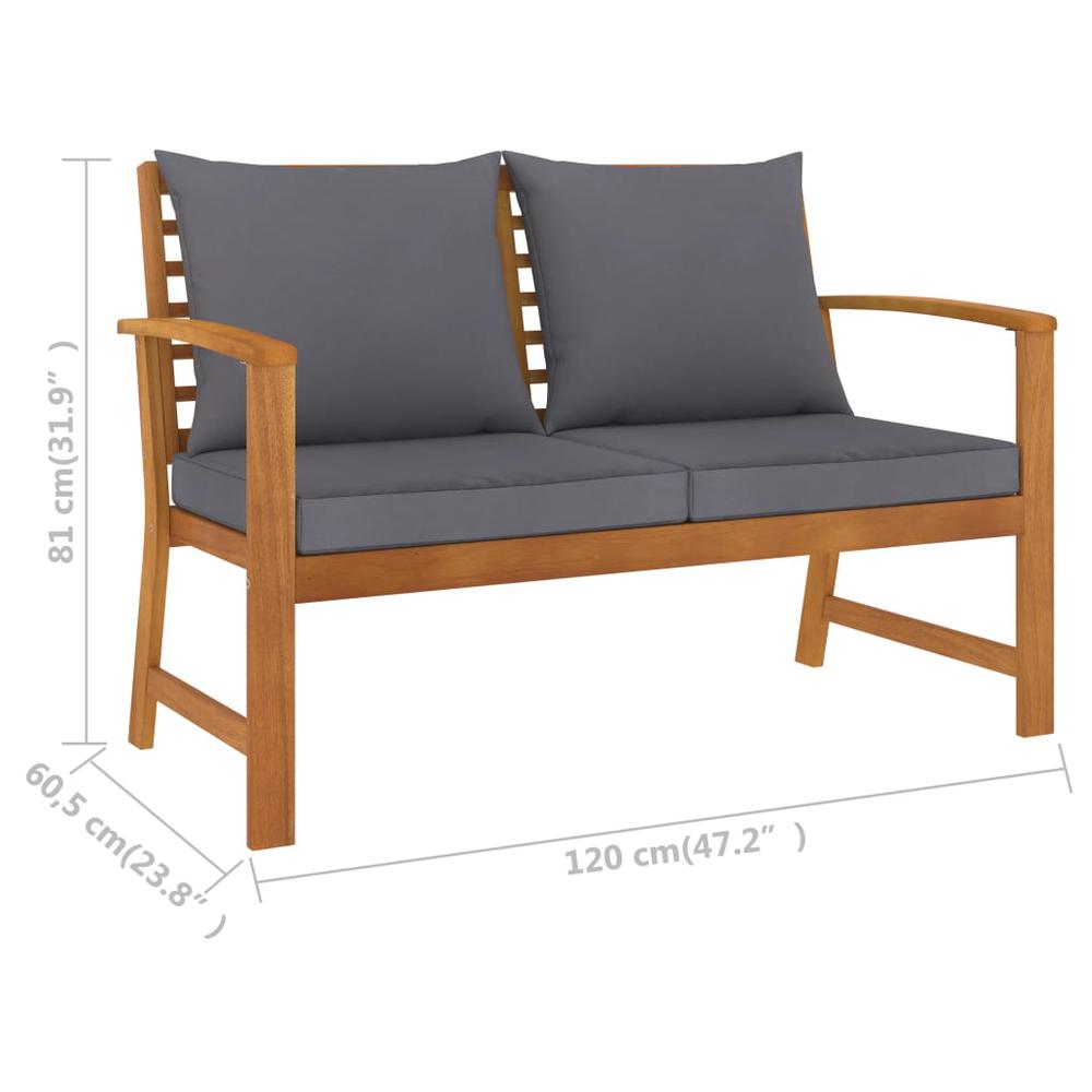 vidaXL 3 Piece Garden Lounge Set with Cushion Solid Acacia Wood 7789. Picture 7