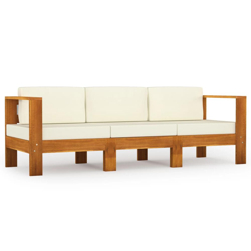 vidaXL 3-Seater Garden Sofa with Cream White Cushions Solid Acacia Wood 7927. The main picture.