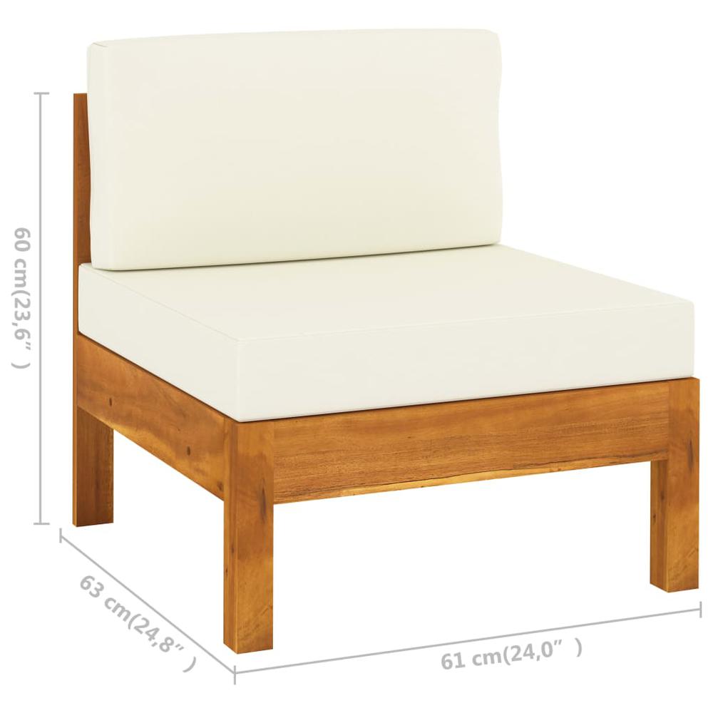 vidaXL 3-Seater Garden Sofa with Cream White Cushions Solid Acacia Wood 7927. Picture 12