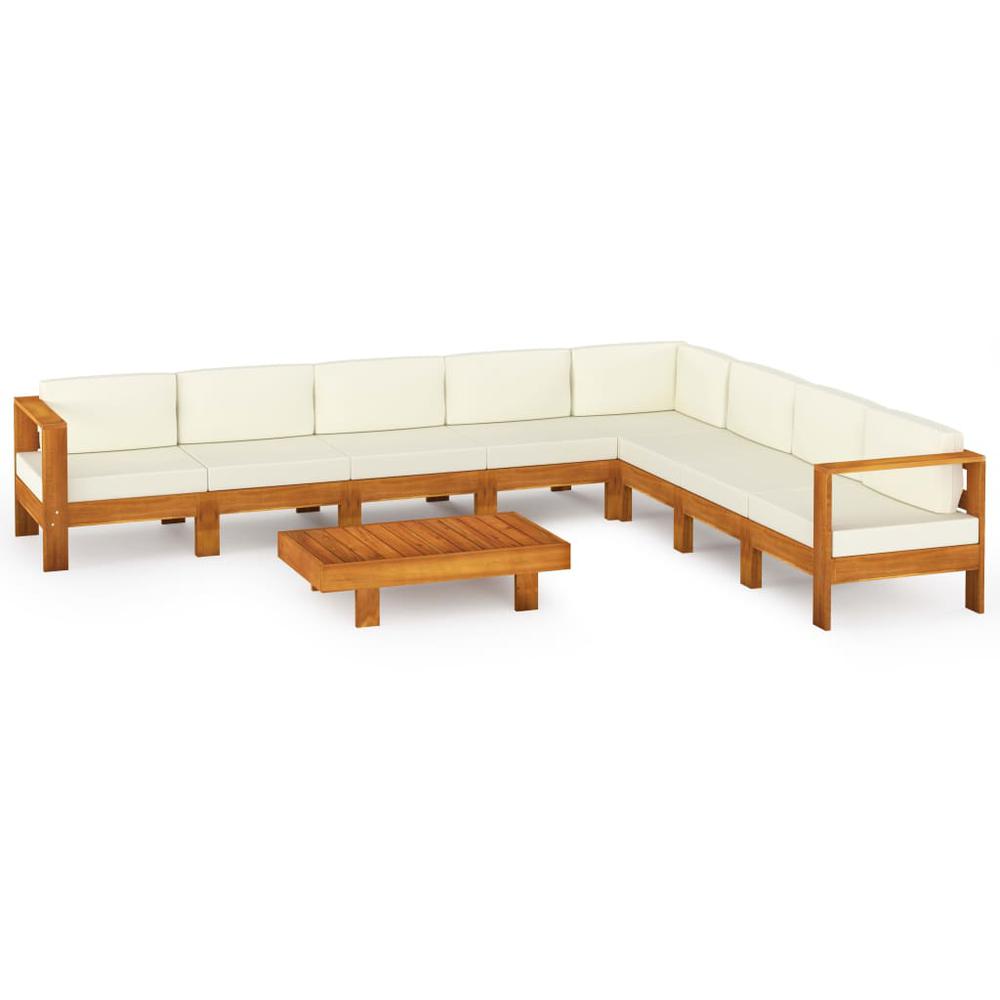 vidaXL 9 Piece Garden Lounge Set with Cream White Cushions Acacia Wood 7943. The main picture.
