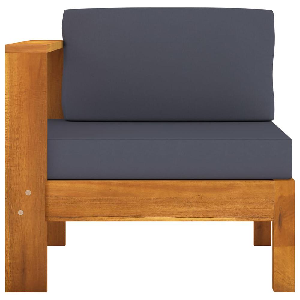 vidaXL 3-Seater Garden Sofa with Dark Gray Cushions Acacia Wood 7946. Picture 6