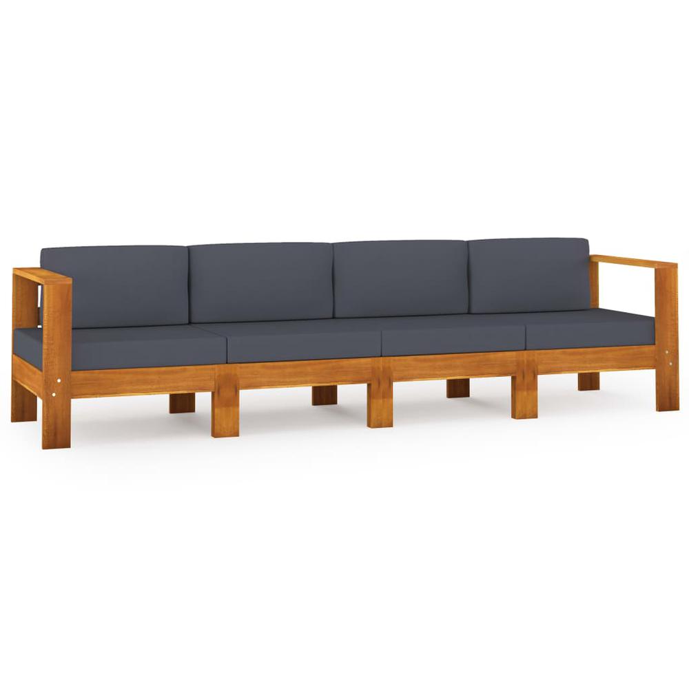 vidaXL 4-Seater Garden Sofa with Dark Gray Cushions Acacia Wood 7947. Picture 1