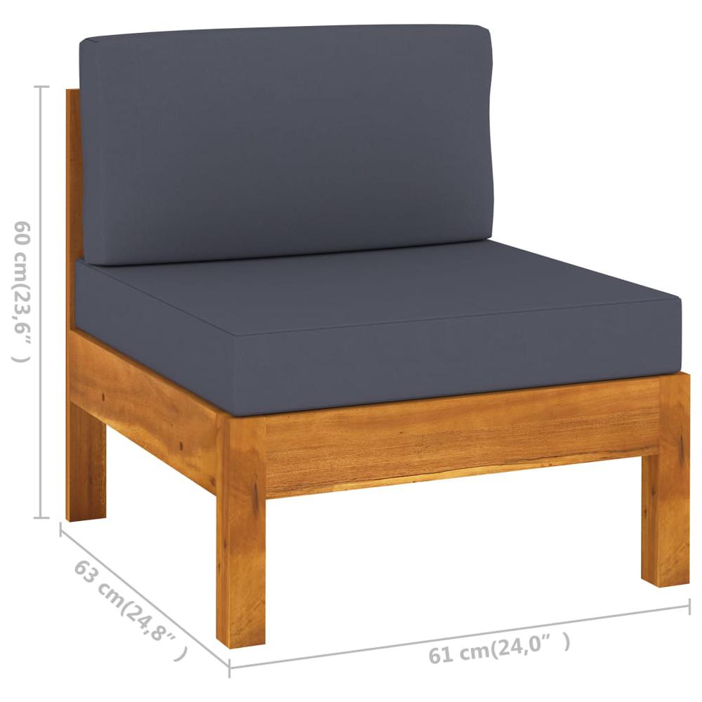 vidaXL 4-Seater Garden Sofa with Dark Gray Cushions Acacia Wood 7947. Picture 12
