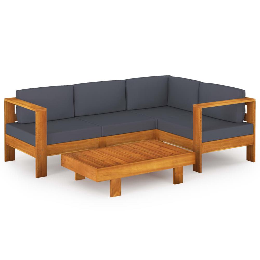 vidaXL 5 Piece Garden Lounge Set with Dark Gray Cushions Acacia Wood 7951. Picture 1
