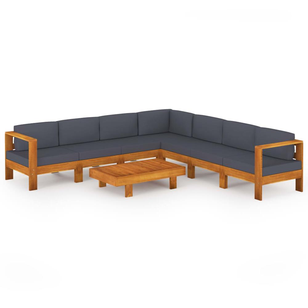vidaXL 8 Piece Garden Lounge Set with Dark Gray Cushions Acacia Wood 7959. Picture 1