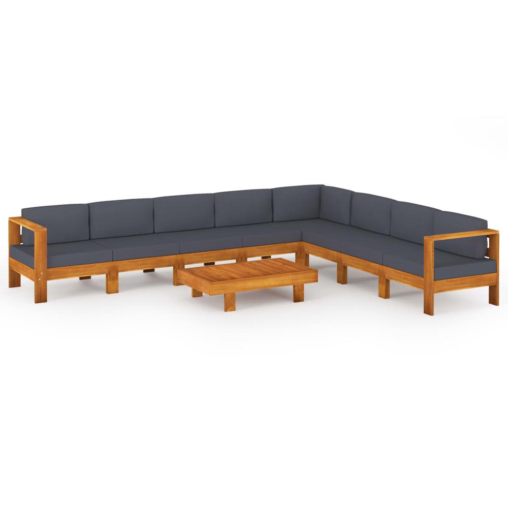vidaXL 9 Piece Garden Lounge Set with Dark Gray Cushions Acacia Wood 7962. Picture 1