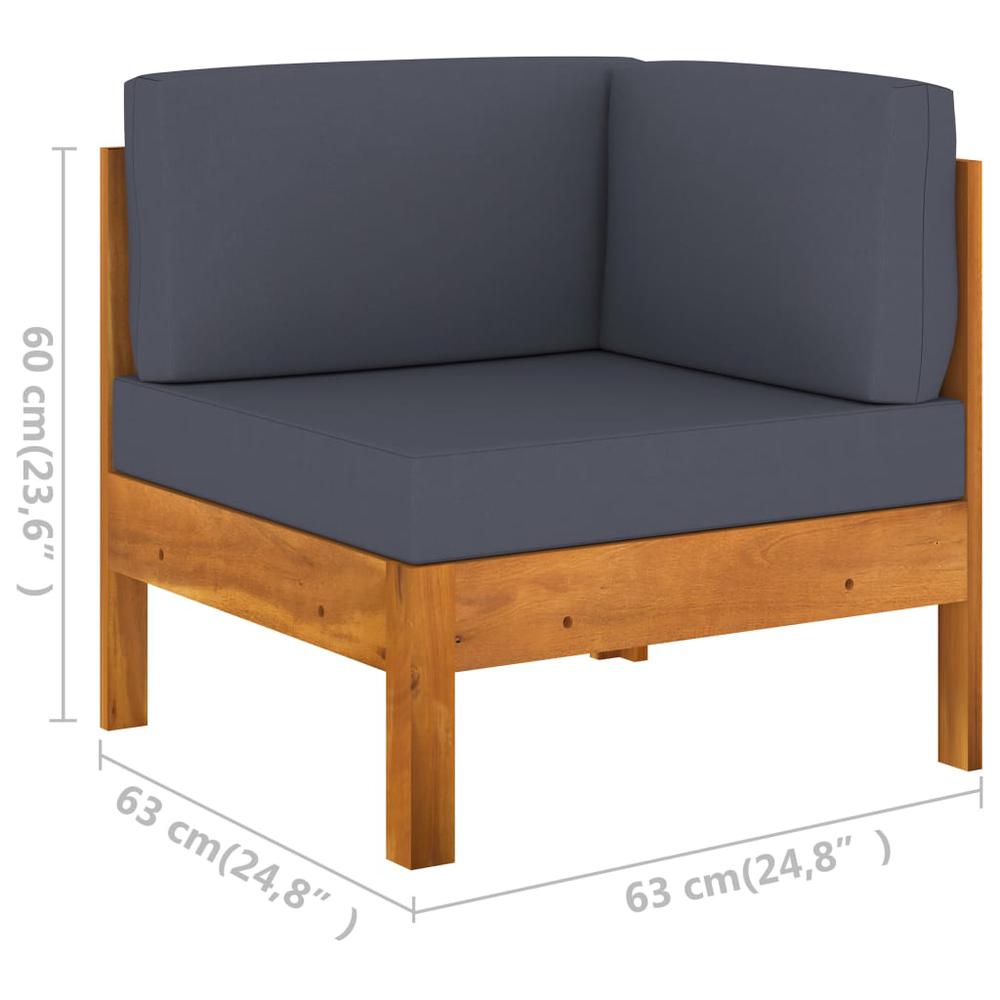 vidaXL 9 Piece Garden Lounge Set with Dark Gray Cushions Acacia Wood 7962. Picture 12