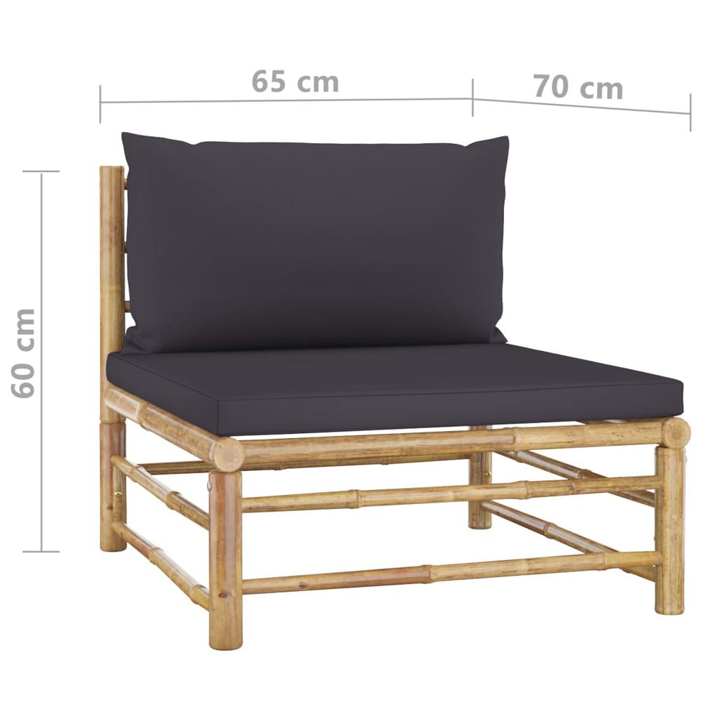vidaXL 6 Piece Garden Lounge Set with Dark Gray Cushions Bamboo 8188. Picture 12