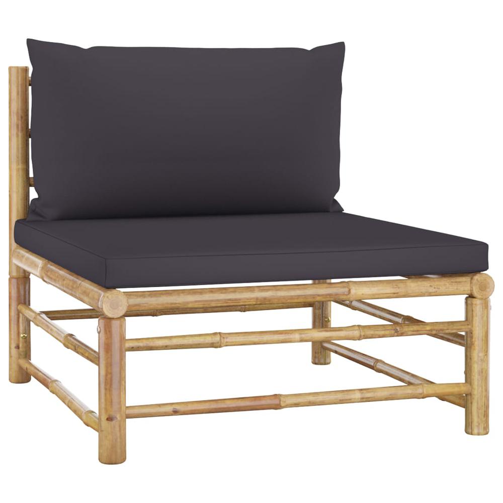 vidaXL 6 Piece Garden Lounge Set with Dark Gray Cushions Bamboo 8188. Picture 5