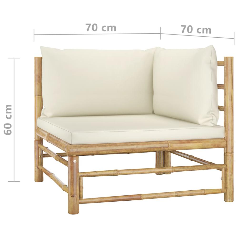 vidaXL 4 Piece Garden Lounge Set with Cream White Cushions Bamboo 8189. Picture 11