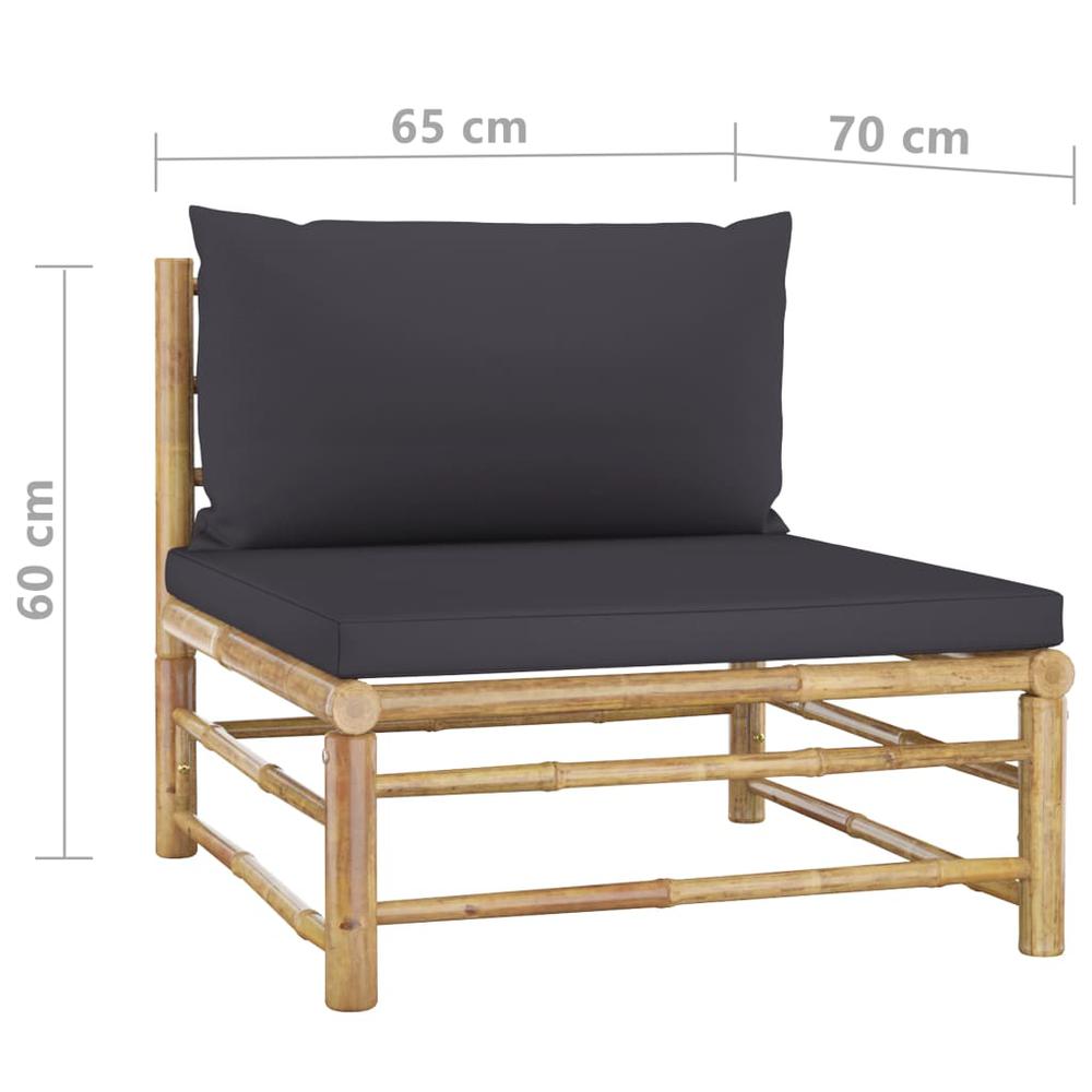 vidaXL 4 Piece Garden Lounge Set with Dark Gray Cushions Bamboo 8190. Picture 12