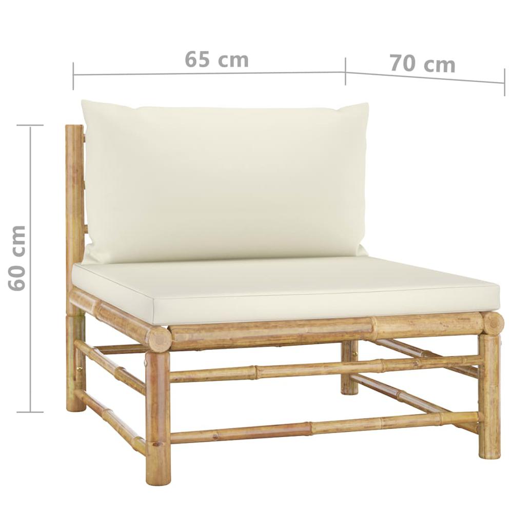 vidaXL 5 Piece Garden Lounge Set with Cream White Cushions Bamboo 8191. Picture 12