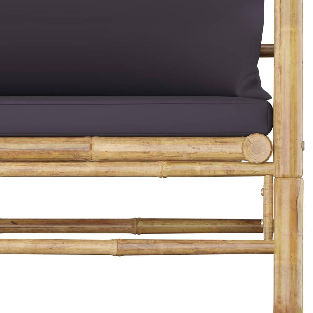 vidaXL 6 Piece Garden Lounge Set with Dark Gray Cushions Bamboo 8196. Picture 10
