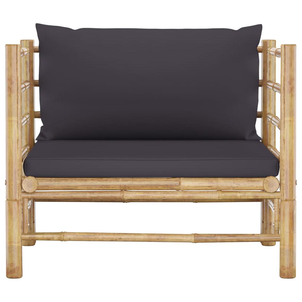 vidaXL 5 Piece Garden Lounge Set with Dark Gray Cushions Bamboo 8208. Picture 7