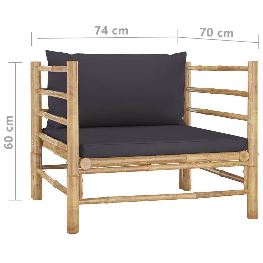 vidaXL 5 Piece Garden Lounge Set with Dark Gray Cushions Bamboo 8208. Picture 10