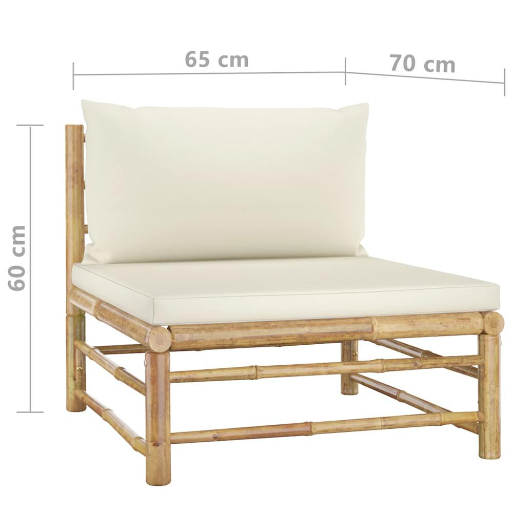 vidaXL 6 Piece Garden Lounge Set with Cream White Cushions Bamboo 8213. Picture 10