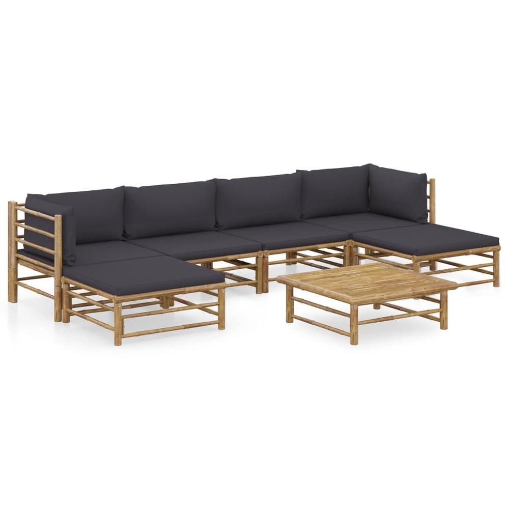vidaXL 7 Piece Garden Lounge Set with Dark Gray Cushions Bamboo 8232. Picture 1