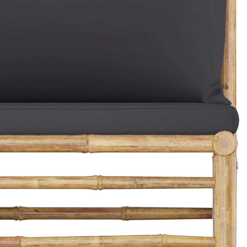 vidaXL 8 Piece Garden Lounge Set with Dark Gray Cushions Bamboo 8250. Picture 8