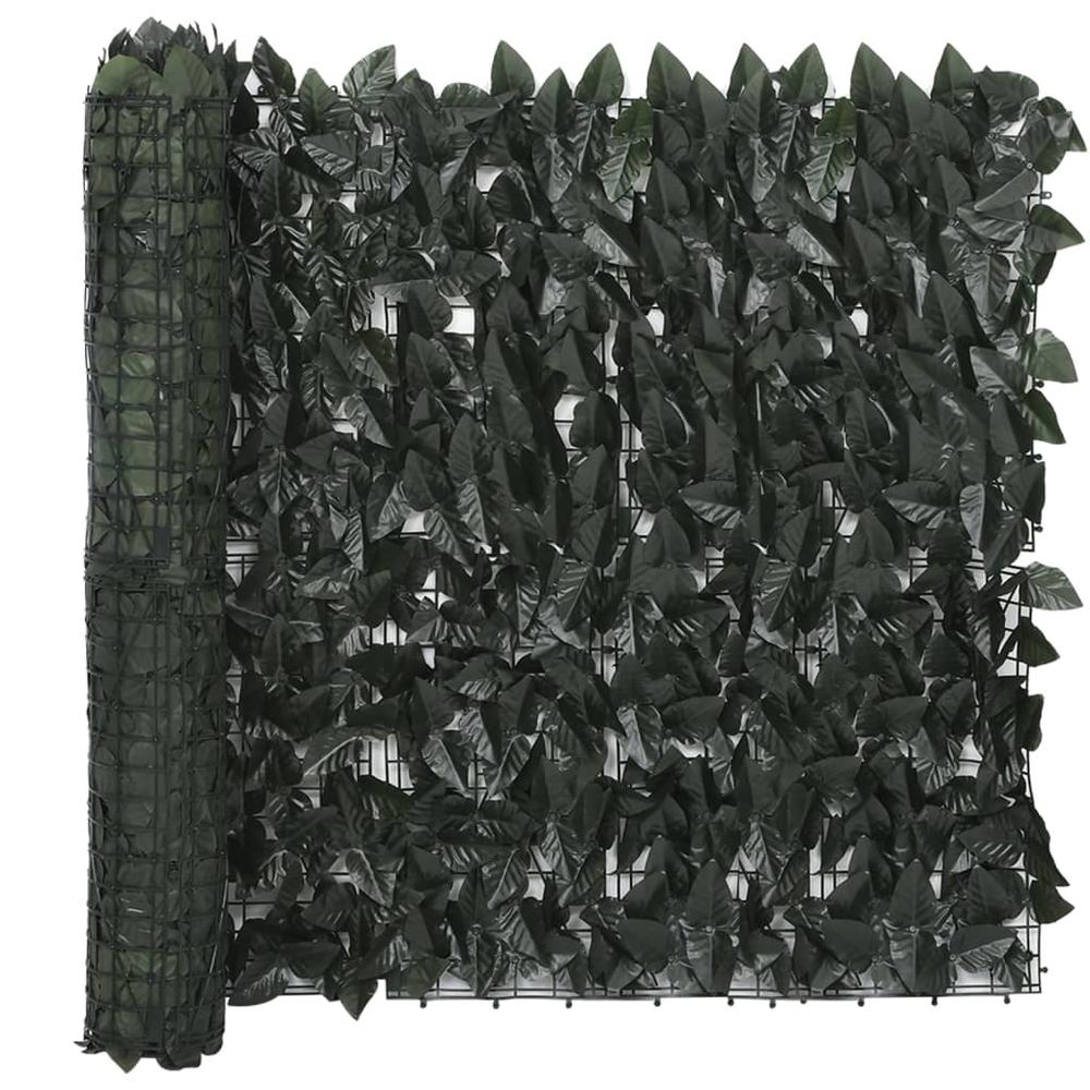 vidaXL Balcony Screen with Dark Green Leaves 157.5"x29.5" 5484. Picture 1