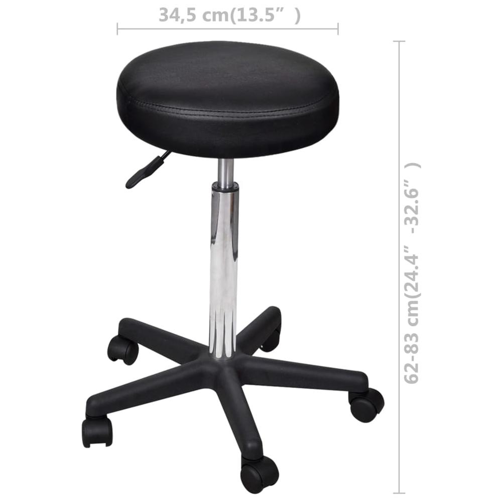 vidaXL Office Stool Black Faux Leather, 325706. Picture 4