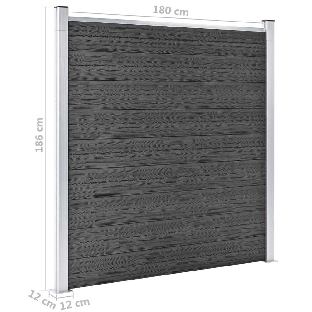 vidaXL Fence Panel WPC 70.9"x73.2" Black. Picture 9