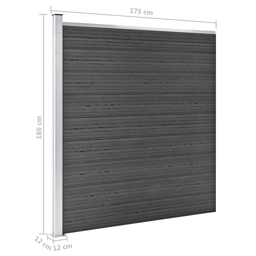 vidaXL Fence Panel WPC 68.9"x73.2" Black. Picture 9