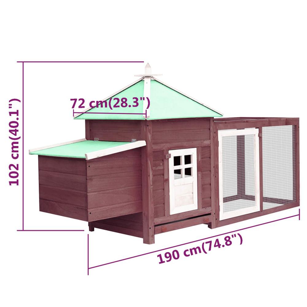 vidaXL Chicken Coop with Nest Box Mocha 74.8"x28.3"x40.2" Solid Firwood. Picture 6