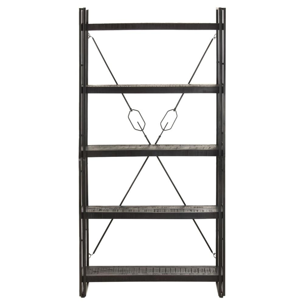 vidaXL 5-Tier Bookcase Black 35.4"x11.8"x70.9" Solid Mango Wood 0622. Picture 2
