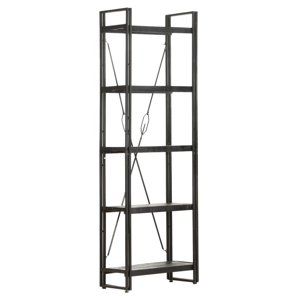 vidaXL 5-Tier Bookcase Black 23.6"x11.8"x70.9" Solid Mango Wood 0623. Picture 6