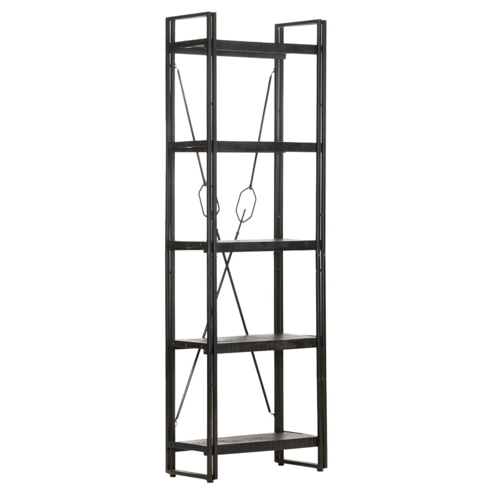 vidaXL 5-Tier Bookcase Black 23.6"x11.8"x70.9" Solid Mango Wood 0623. Picture 8