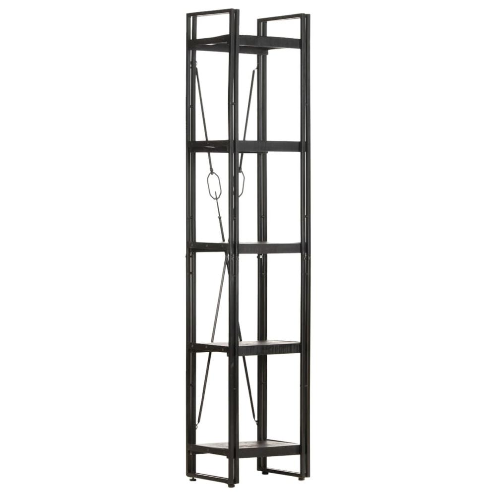 vidaXL 5-Tier Bookcase Black 15.7"x11.8"x70.9" Solid Mango Wood 0624. Picture 1
