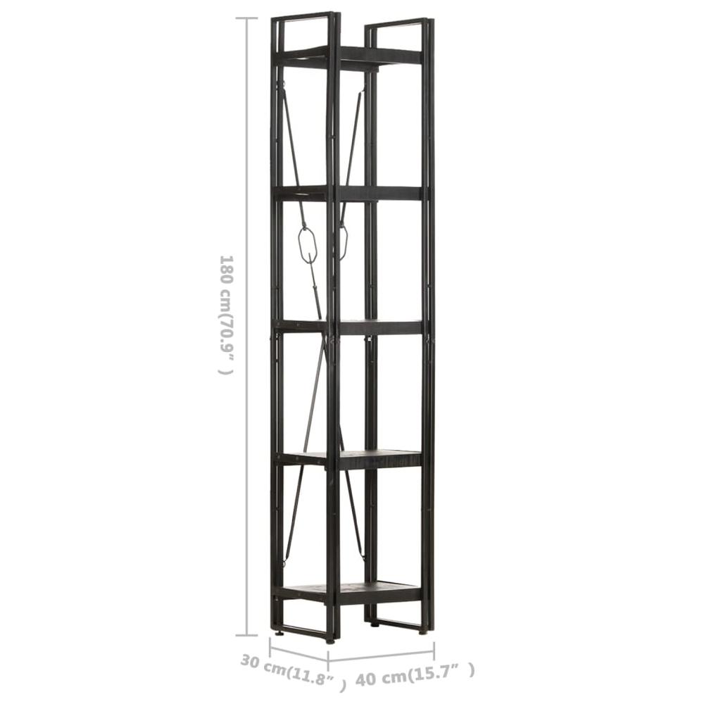 vidaXL 5-Tier Bookcase Black 15.7"x11.8"x70.9" Solid Mango Wood 0624. Picture 5