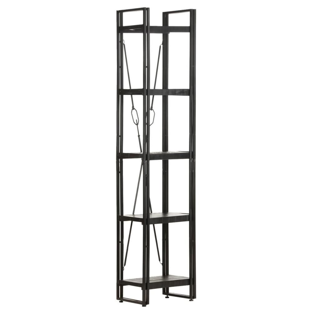 vidaXL 5-Tier Bookcase Black 15.7"x11.8"x70.9" Solid Mango Wood 0624. Picture 6