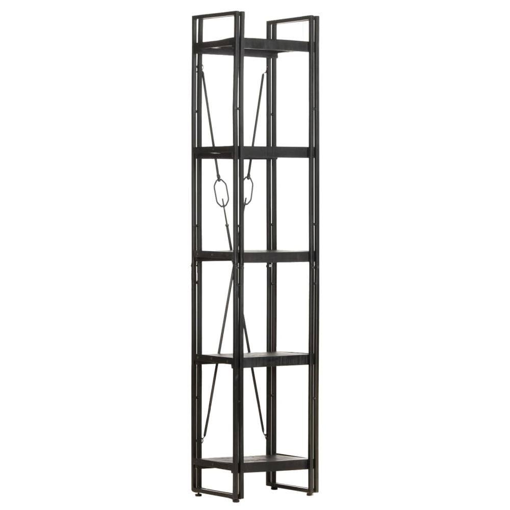 vidaXL 5-Tier Bookcase Black 15.7"x11.8"x70.9" Solid Mango Wood 0624. Picture 7