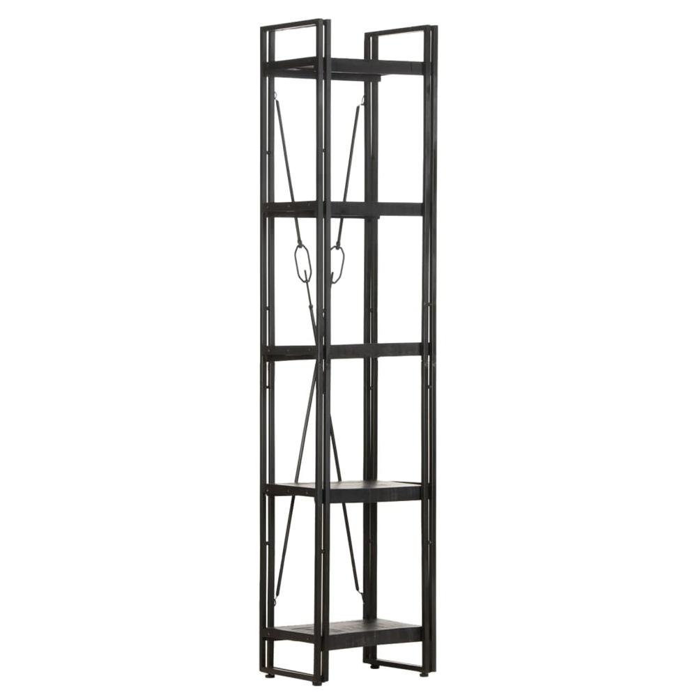 vidaXL 5-Tier Bookcase Black 15.7"x11.8"x70.9" Solid Mango Wood 0624. Picture 8