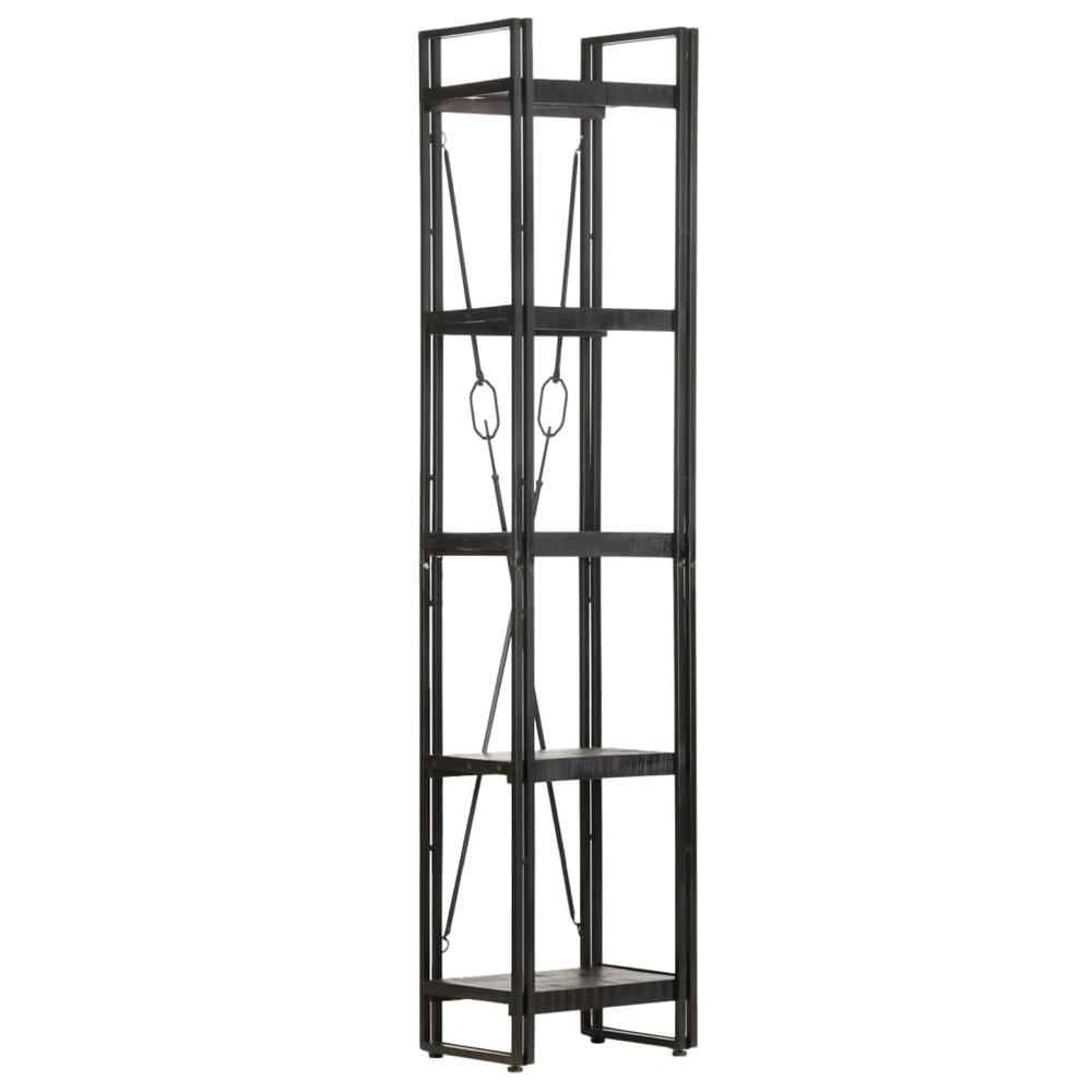 vidaXL 5-Tier Bookcase Black 15.7"x11.8"x70.9" Solid Mango Wood 0624. Picture 9