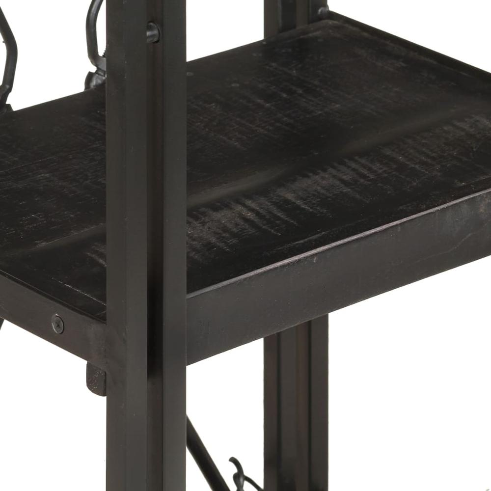 vidaXL 3-Tier Bookcase Black 15.7"x11.8"x31.5" Solid Mango Wood 0625. Picture 4