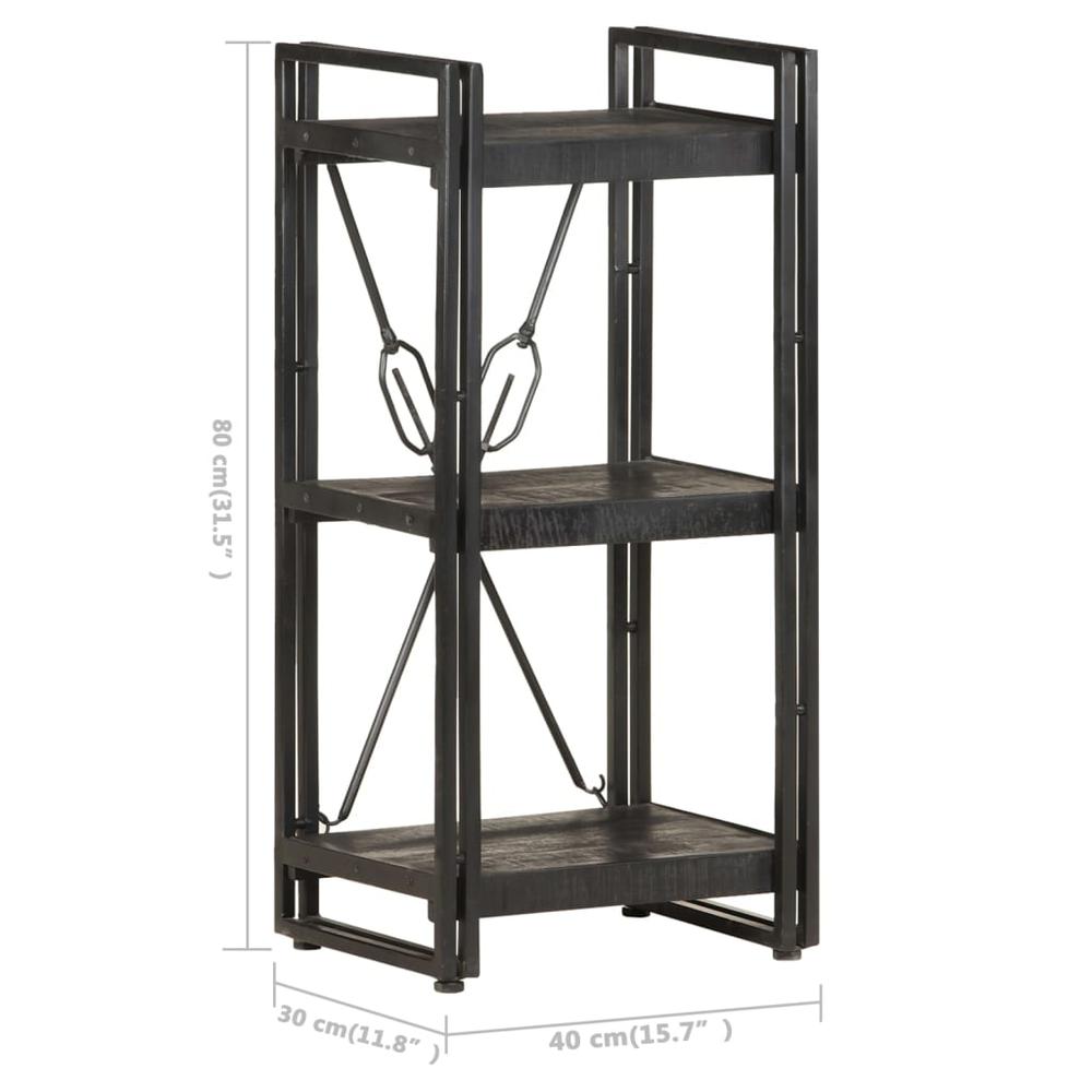 vidaXL 3-Tier Bookcase Black 15.7"x11.8"x31.5" Solid Mango Wood 0625. Picture 5